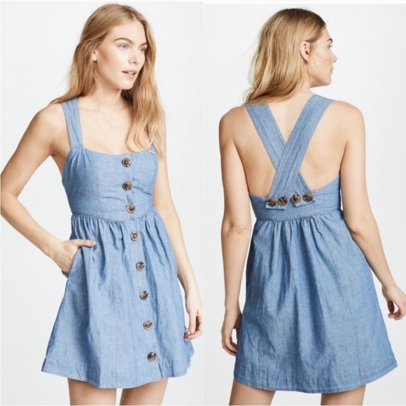 Free People Dresses & Skirts - Free People Carolina Chambray Mini Dress in Blue
